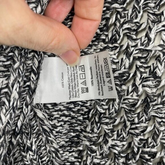 Eddie Bauer Open Front Cocoon Cardigan Sweater Black White Melange S - Picture 6 of 8